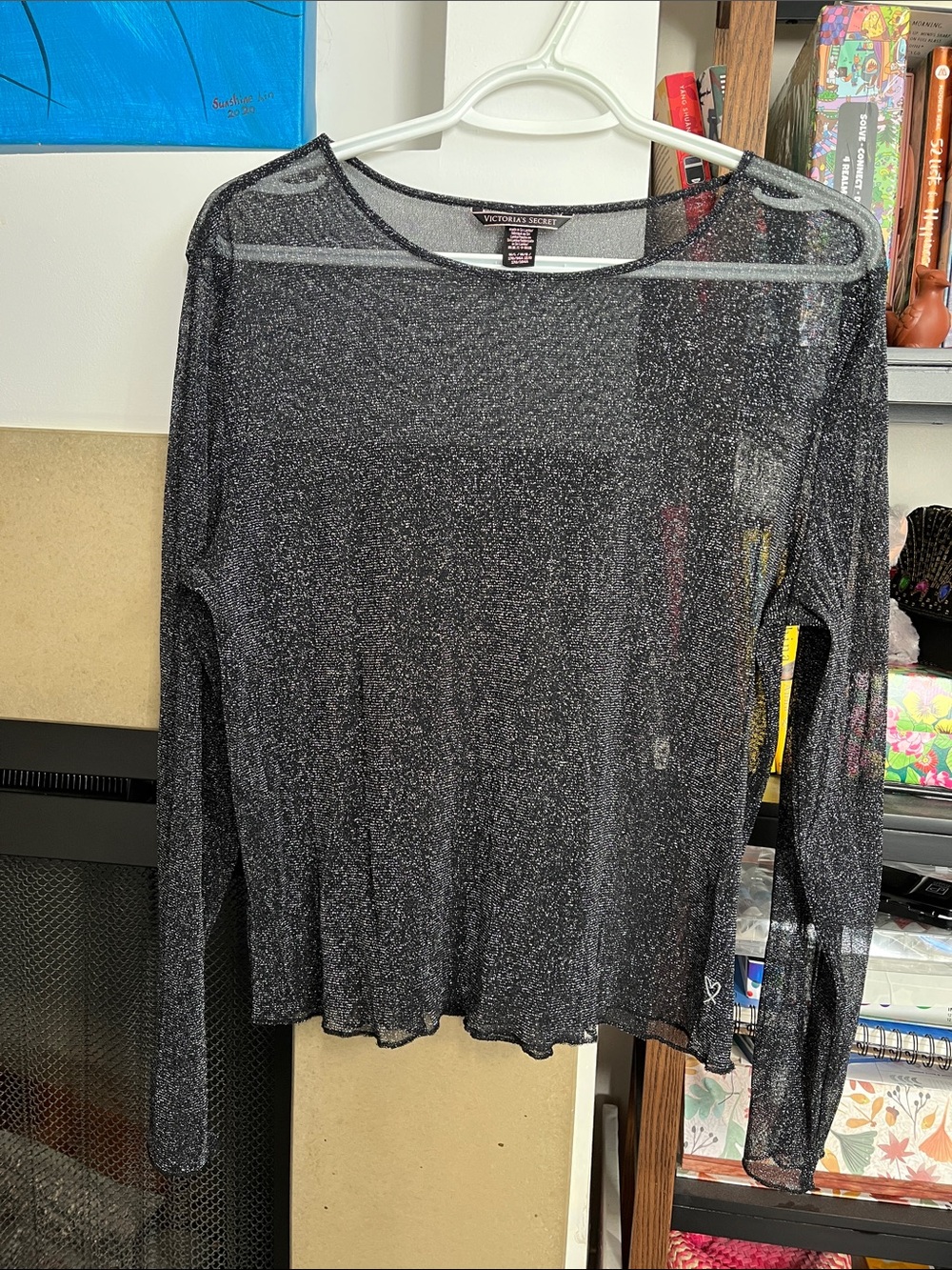 Victoria's Secret Sparkly Metallic Sheer Long-Sleeve Top